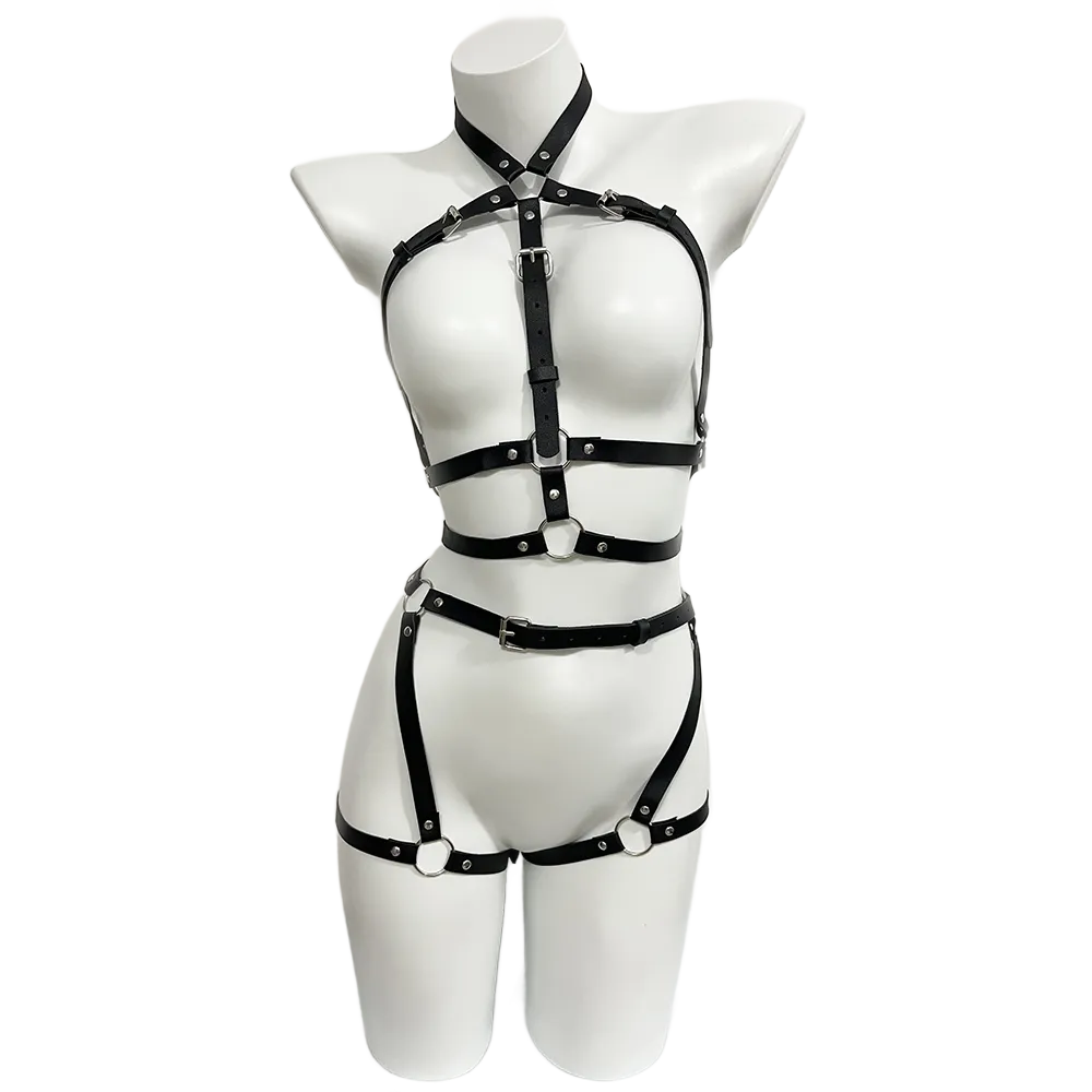 Leather Work Harness - Kadınlar için koşum Pu Deri Bacak