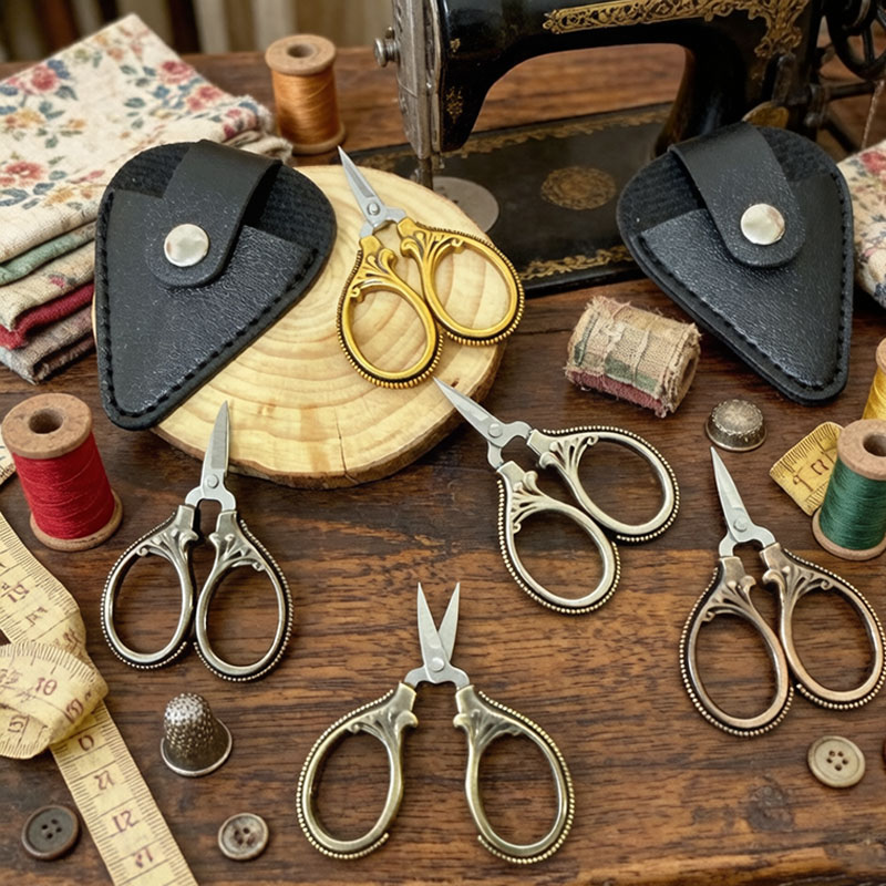 Leather Work In Art - PU Deri Kılıflı Mini Vintage Makas,