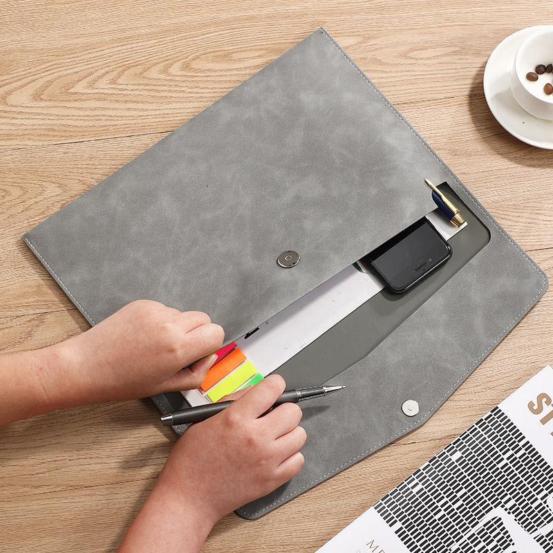 Leather Work Folder - A4 PU Deri Kalemlikli Dosya Çantası