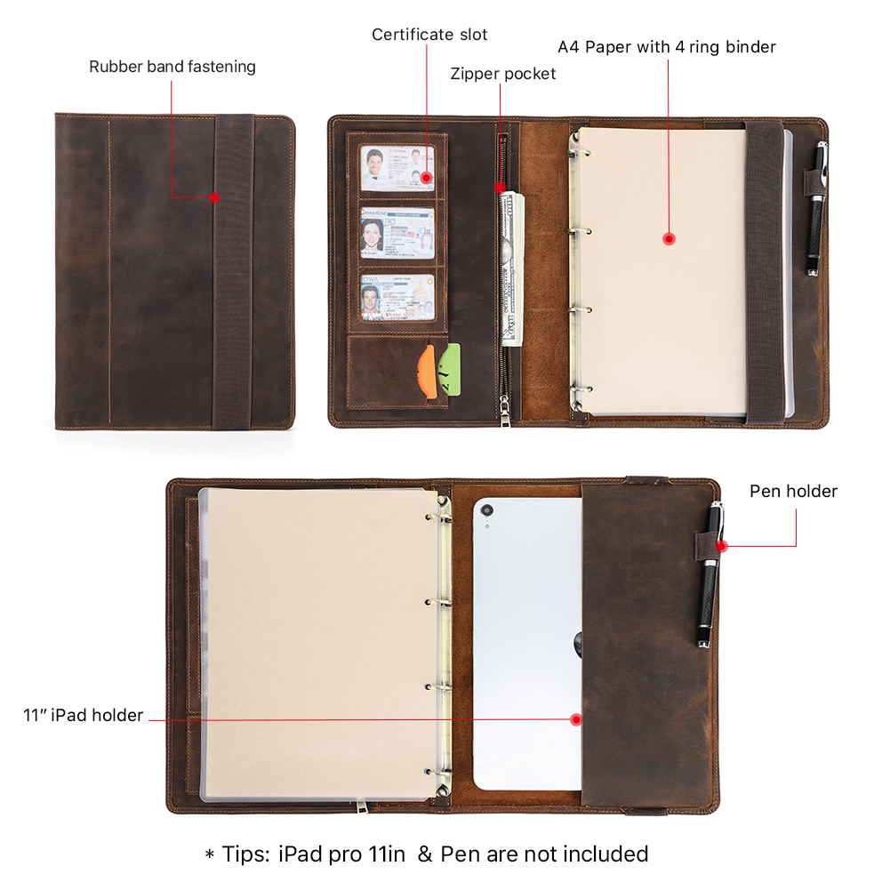 Lüks Retro iş A4 dizüstü deri  - Leather Work Folder incelemesi ve fiyatı