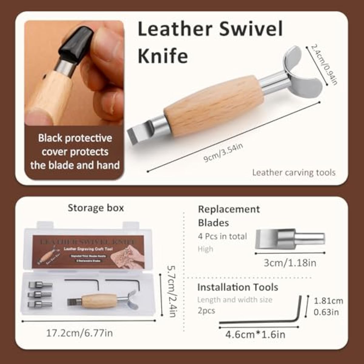 Deri Döner Bıçak, 3 Adet Değiş - Leatherwork Knife incelemesi ve fiyatı